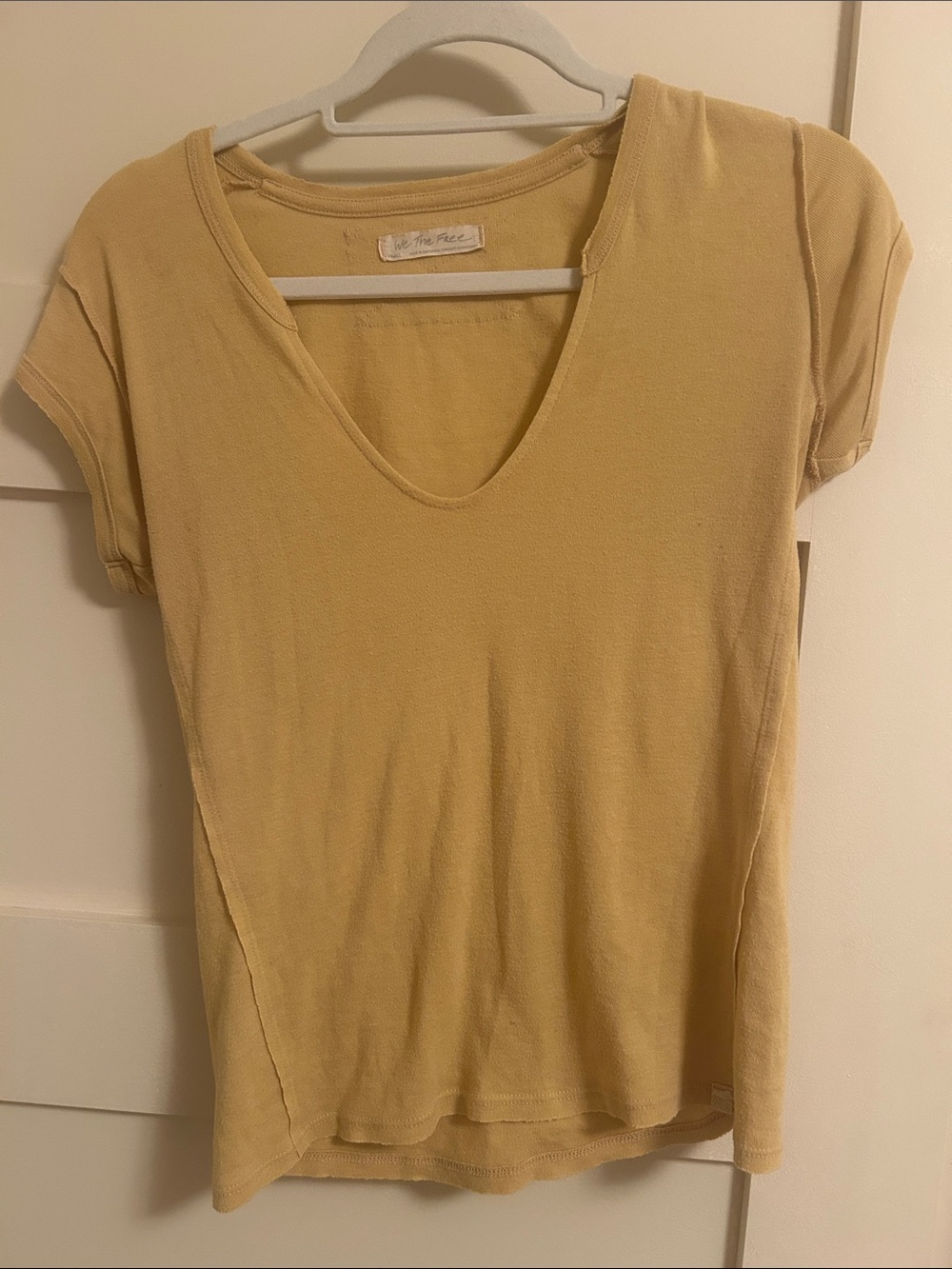 Free People Short Sleeve Scoop Tee in Yellow